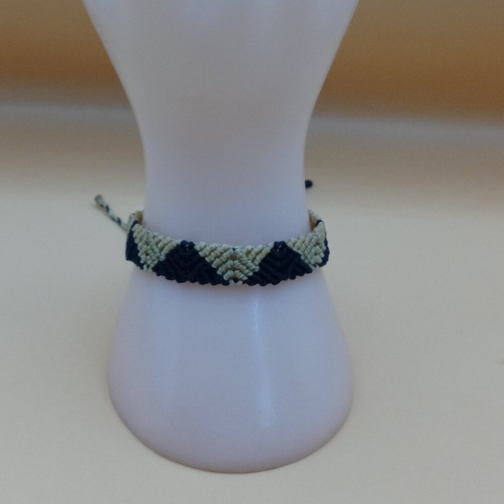 Peruvian Bracelet Woven Macram Thread Triangle De… - image 1